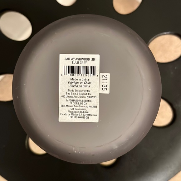 NWT Pumice/frosted glass jar with wooden lid by haven, dark grey/black - Picture 7 of 11